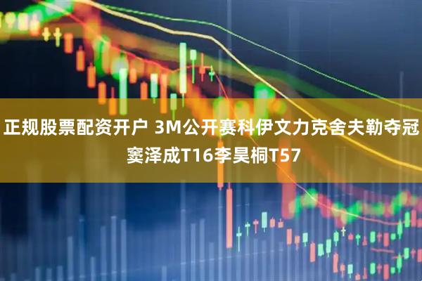 正规股票配资开户 3M公开赛科伊文力克舍夫勒夺冠 窦泽成T16李昊桐T57
